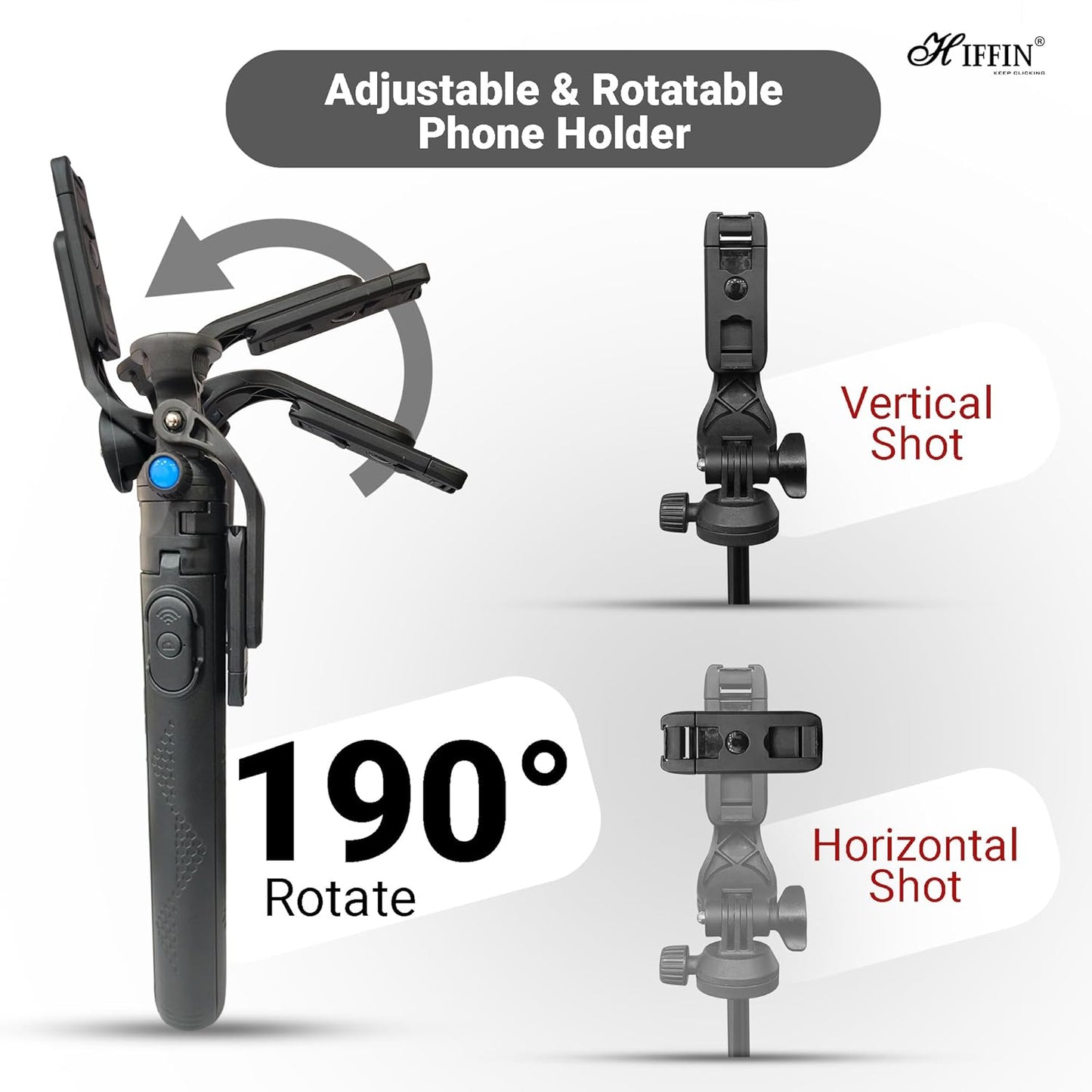 HIFFIN HST-61 Selfie Stick Tripod, 63” Professional Tripod with Wireless Remote, Portable Travel Tripod Stand Compatible with Smartphones & Cameras for Vlogging/Video Recording/Live Streaming