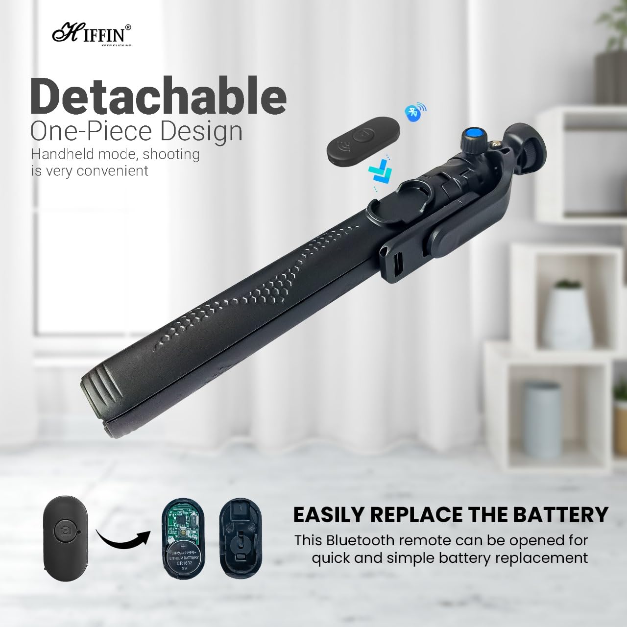 HIFFIN HST-61 Selfie Stick Tripod, 63” Professional Tripod with Wireless Remote, Portable Travel Tripod Stand Compatible with Smartphones & Cameras for Vlogging/Video Recording/Live Streaming