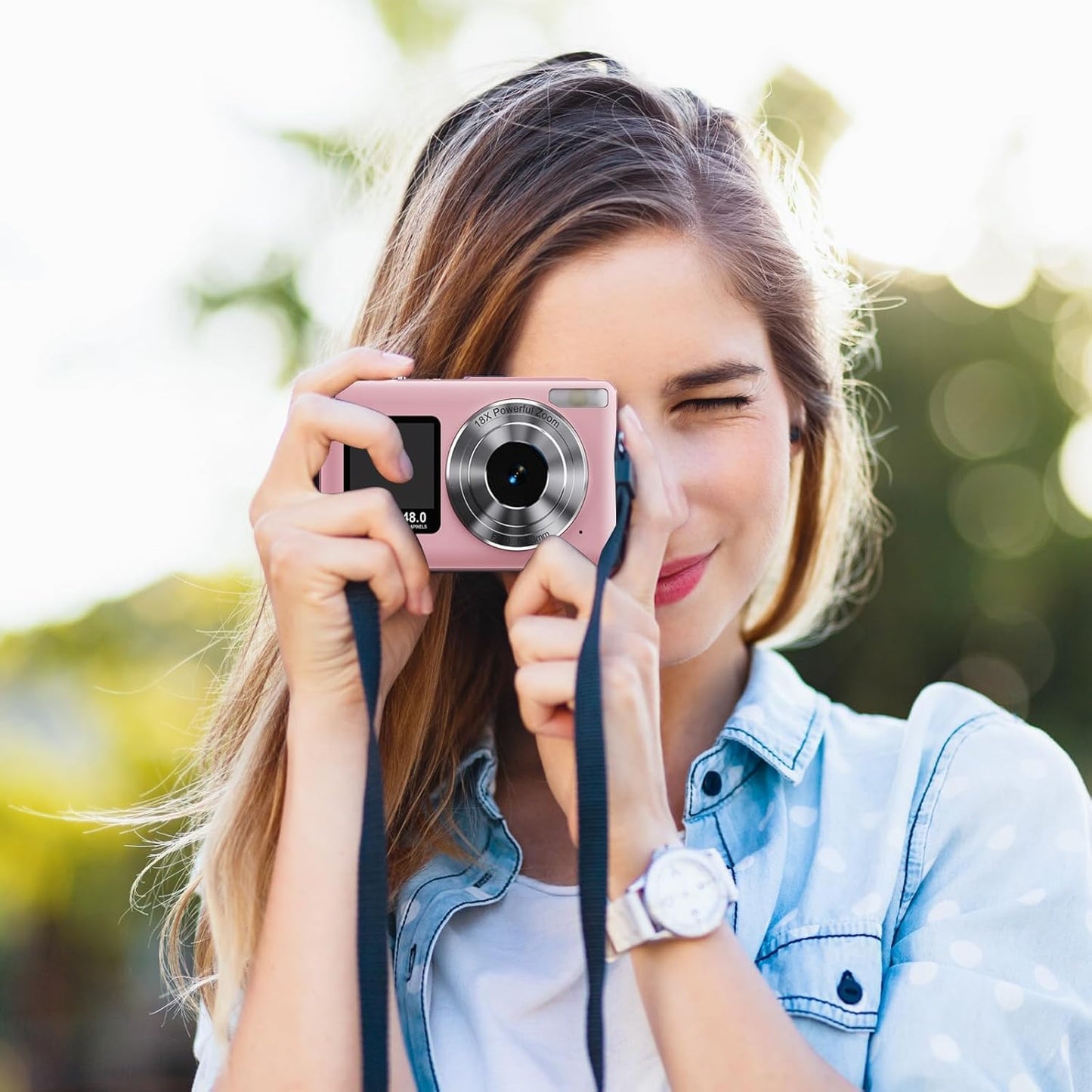 LEKATO 4K 48MP Digital Camera for Kids & Teens with Dual Screen & Autofocus, 16X Zoom Compact Point and Shoot Camera, 64GB SD Card Included, Rechargeable Battery (DC-7)