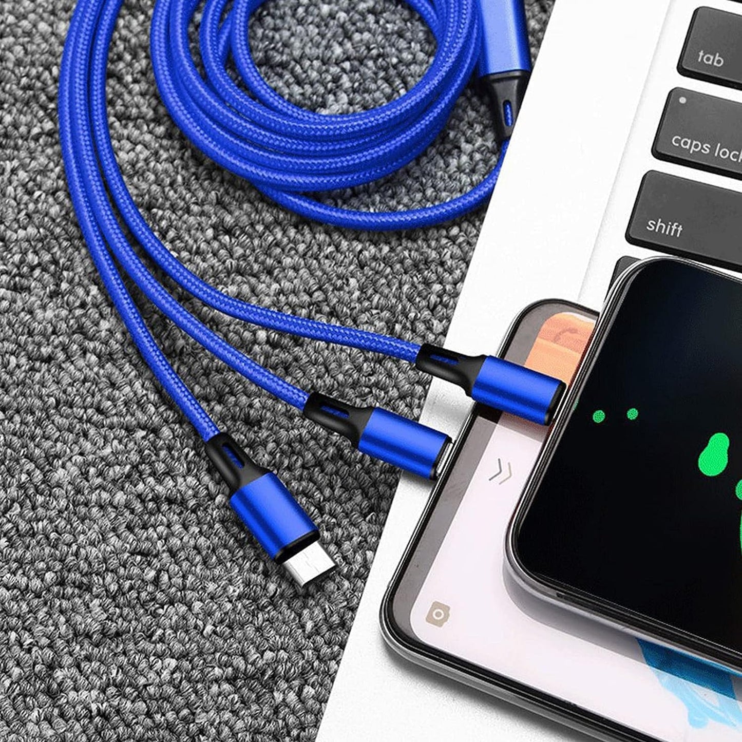 VAR-NI 3 in 1 Charging Cable Nylon Braided Multiple USB Fast Charging Cable,Compatible for All Smartphone, iPhones and Android, iOS and Type C Devices. by Marchpower