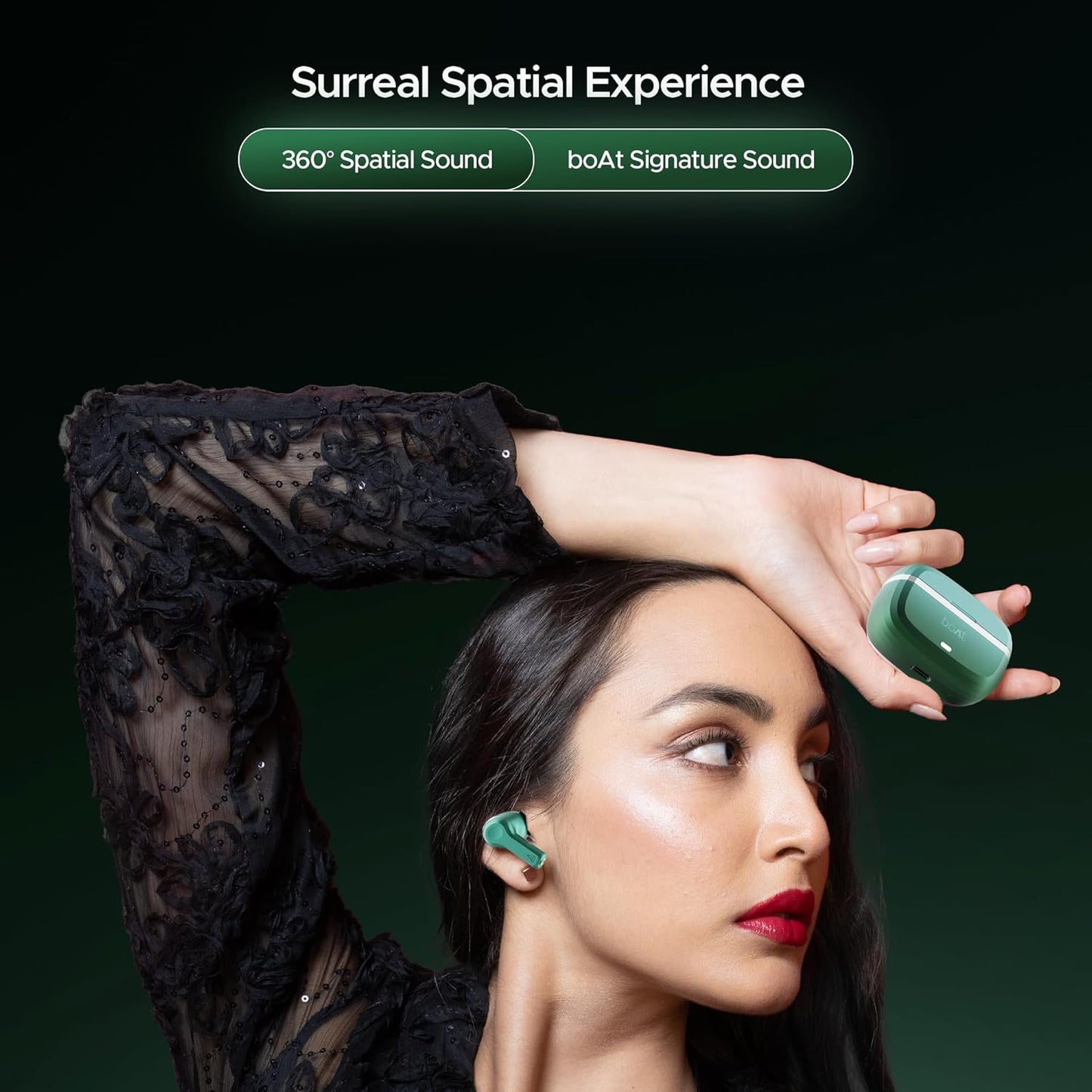 boAt Nirvana Space, 360º Spatial Audio, Active Noise Cancellation (~32dB), 100Hrs Battery,4Mics ENx, Fast Charge, v5.3 Bluetooth Earbuds, TWS Ear Buds Wireless Earphones with mic