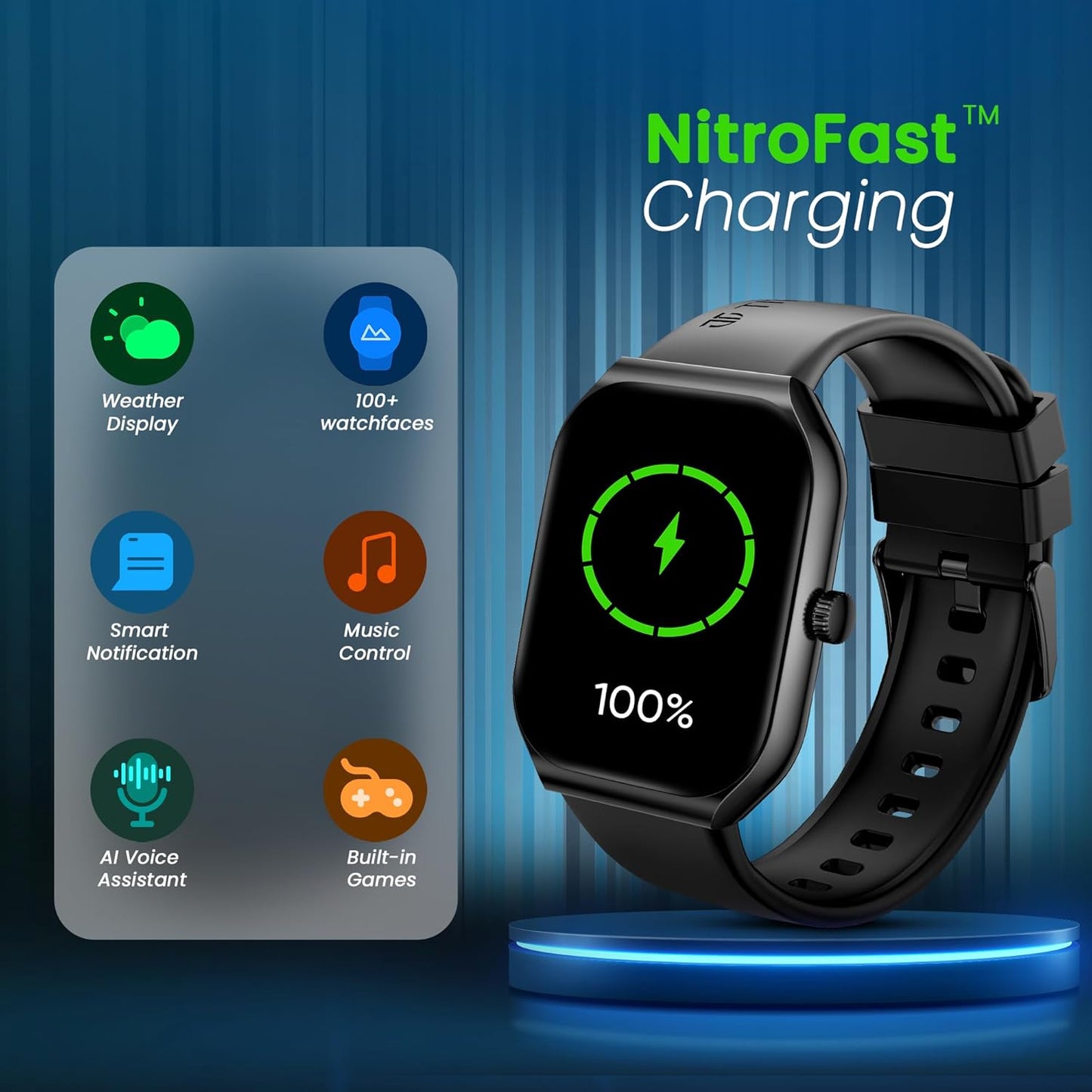 Titan Smart 3 Premium Smart Watch|1.96" Super AMOLED Display with 410x502 Pixel Resolution|SingleSync BT Calling|NitroFast Charging|110+ Sports Modes|200+ Watchfaces