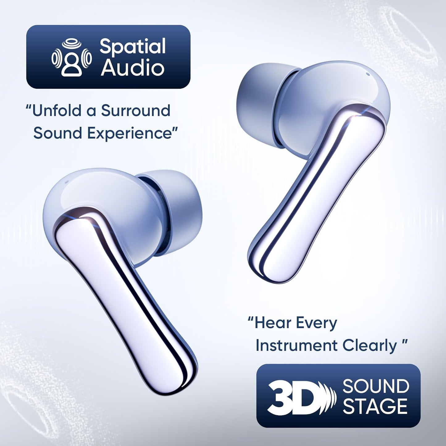 Mivi SuperPods Halo [Flagship Launch], 35dB ANC Active Noise Cancellation in Ear Ear Buds Wireless, Spatial Audio, 60HRS Battery,13mm Drivers, IPX4, v5.4 Bluetooth Earbuds with Mic