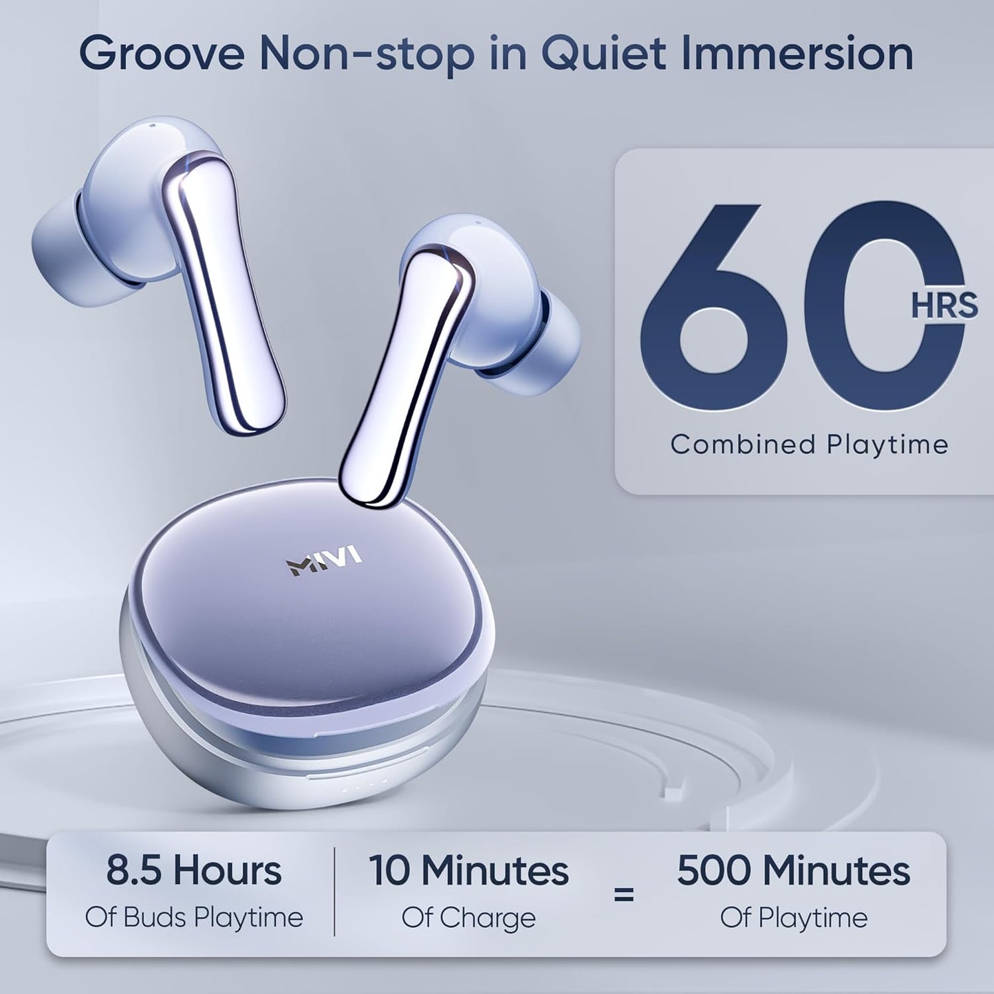 Mivi SuperPods Halo [Flagship Launch], 35dB ANC Active Noise Cancellation in Ear Ear Buds Wireless, Spatial Audio, 60HRS Battery,13mm Drivers, IPX4, v5.4 Bluetooth Earbuds with Mic