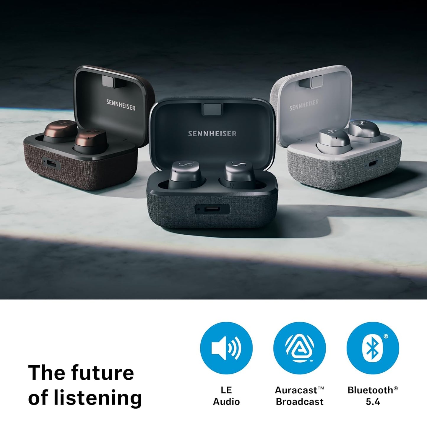 Sennheiser Momentum True Wireless 4 in Ear erabuds with BT v5.4 and AURACAST Technology, Qualcomm aptX Lossless CD-Quality Audio, Intelligent Adaptive ANC, Qi Fast Charge
