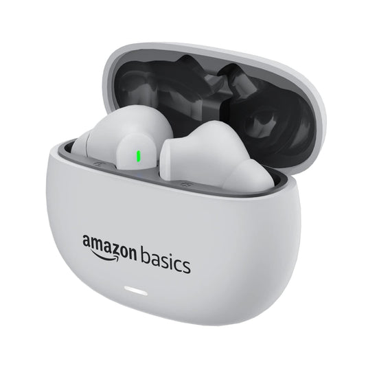amazon basics True Wireless in-Ear Earbuds with Mic, Low-Latency Gaming Mode, Touch Control, IPX5 Water-Resistance, Bluetooth 5.3, Up to 60 Hours Play Time, Voice Assistance and Fast Charging