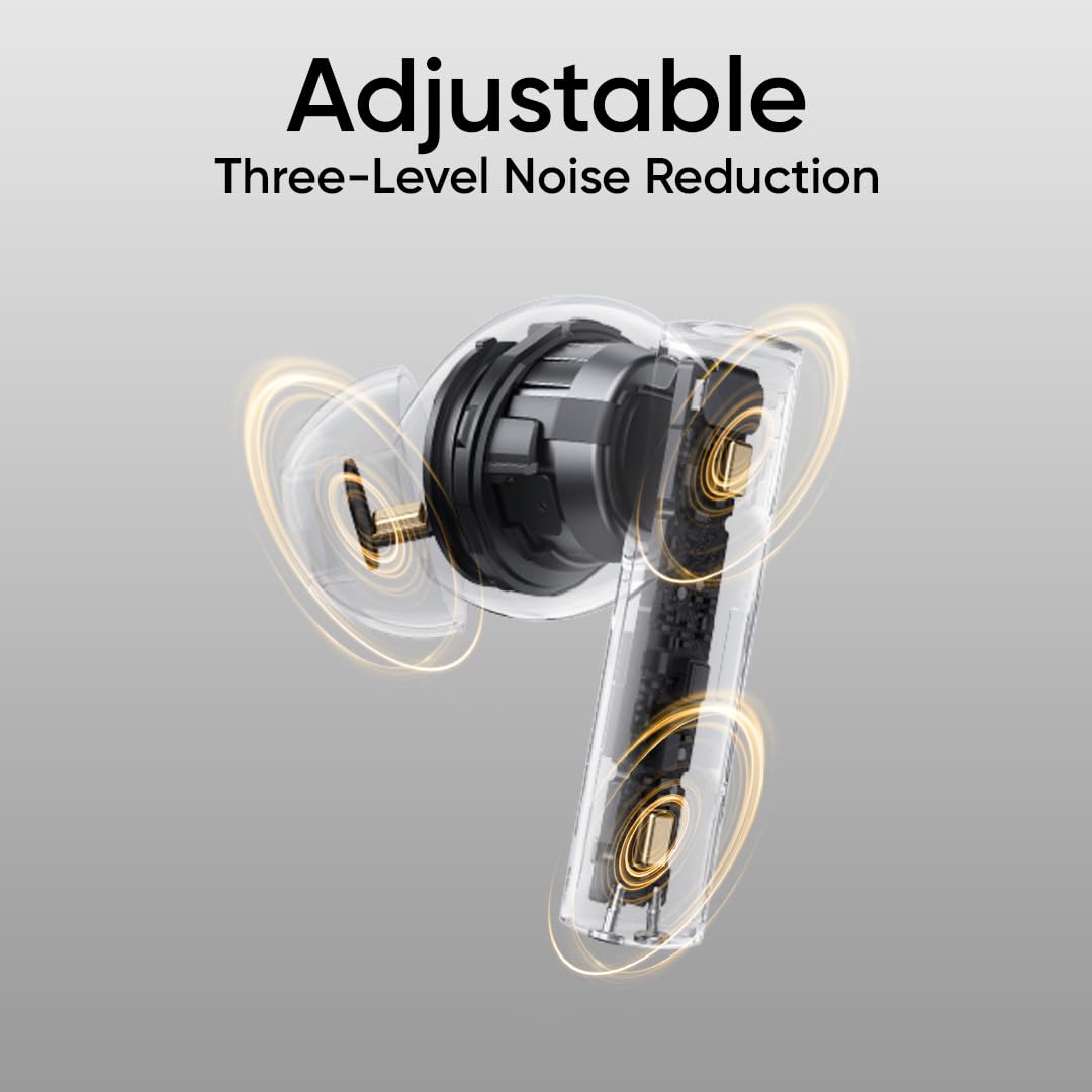 realme Buds T310 True Wireless in-Ear Earbuds with 46dB Hybrid ANC, 360° Spatial Audio, 12.4mm Dynamic Bass Driver, Upto 40Hrs Battery and Fast Charging