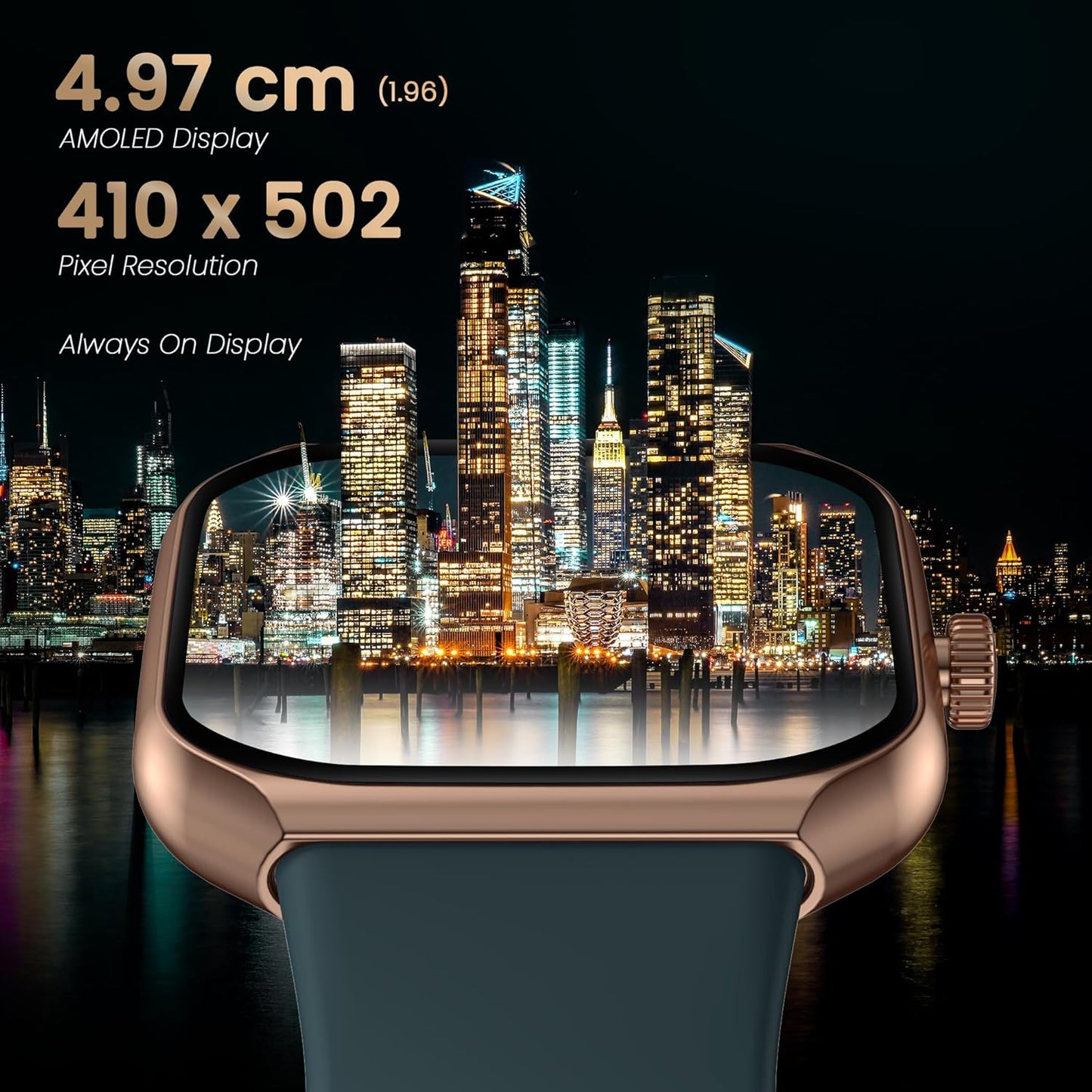 Titan Smart 3 Premium Smart Watch|1.96" Super AMOLED Display with 410x502 Pixel Resolution|SingleSync BT Calling|NitroFast Charging|110+ Sports Modes|200+ Watchfaces